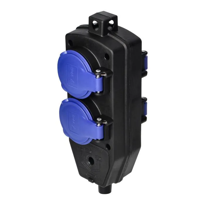 140922 - 4-way weatherproof extension socket, shock-resistant, 4x2P+E, 16A, IP44