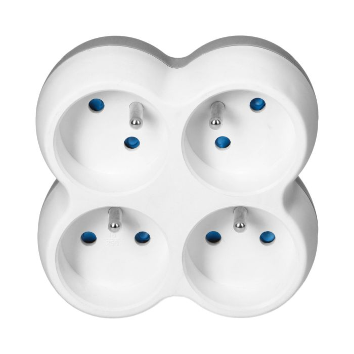 140897 - Power socket splitter 4x2P+E, white-grey