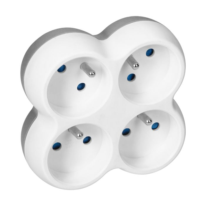 140897 - Power socket splitter 4x2P+E, white-grey
