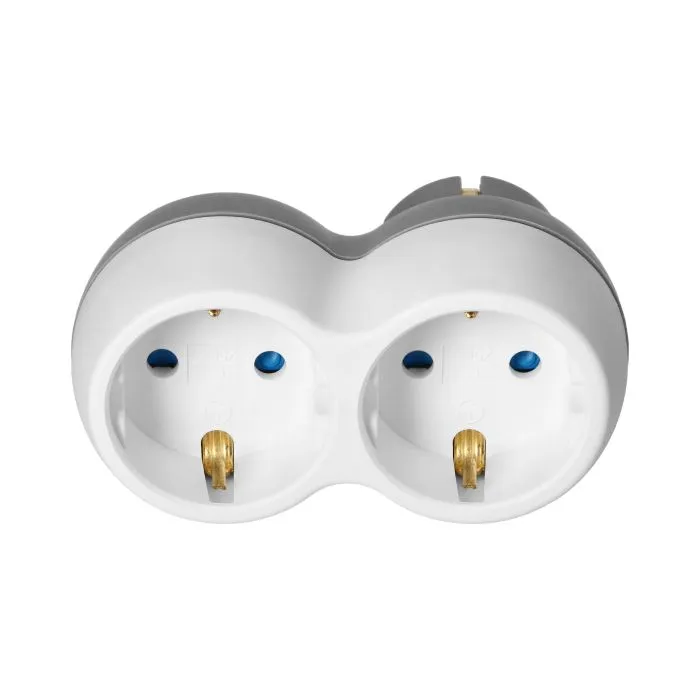 140904 - Power socket splitter 2x2P+E (Schuko), white-grey
