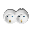 140904 - Power socket splitter 2x2P+E (Schuko), white-grey