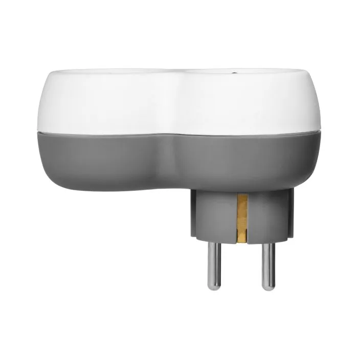 140904 - Power socket splitter 2x2P+E (Schuko), white-grey