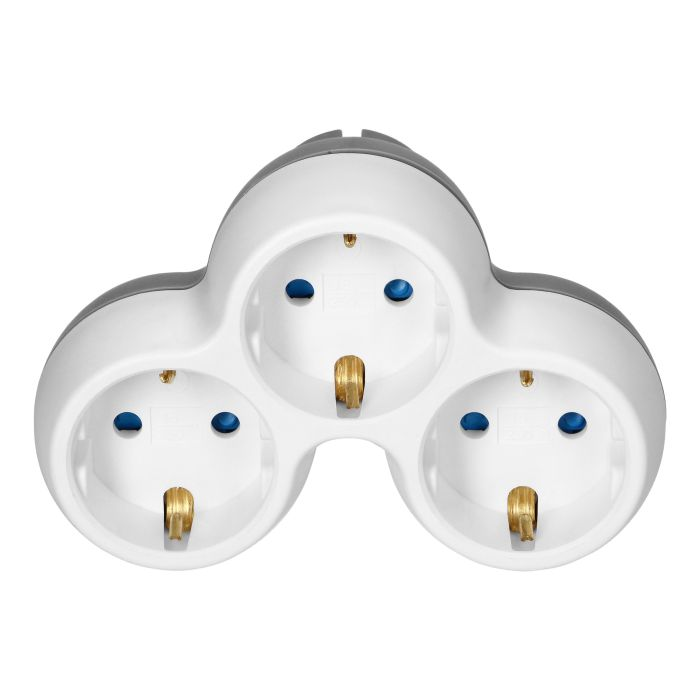140905 - Power socket splitter 3x2P+E (Schuko), white-grey