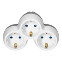 140905 - Power socket splitter 3x2P+E (Schuko), white-grey