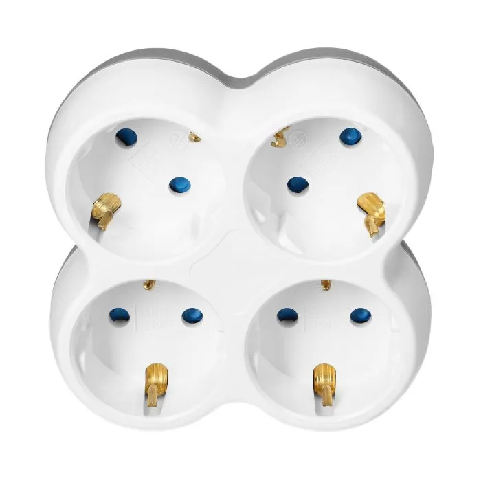 140906 - Power socket splitter 4x2P+E (Schuko), white-grey