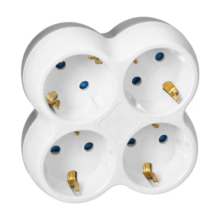 140906 - Power socket splitter 4x2P+E (Schuko), white-grey