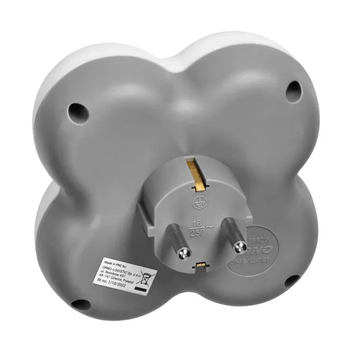140906 - Power socket splitter 4x2P+E (Schuko), white-grey