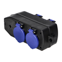 140929 - 4-way weatherproof extension socket, shock-resistant, 4x2P+E Schuko, 16A, IP44