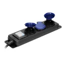 141011 - Heavy-duty, splash-proof extension sockets, 5m with central switch and rubber cord, 3 sockets 2P+E, IP44, H05RR-F 3x1.5mm2
