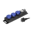 141024 - Heavy-duty, splash-proof extension sockets, 5m, Schuko with central switch and rubber cord, 3 sockets 2P+E, IP44, H05RR-F 3x1.5mm2