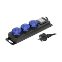141024 - Heavy-duty, splash-proof extension sockets, 5m, Schuko with central switch and rubber cord, 3 sockets 2P+E, IP44, H05RR-F 3x1.5mm2