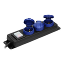 141024 - Heavy-duty, splash-proof extension sockets, 5m, Schuko with central switch and rubber cord, 3 sockets 2P+E, IP44, H05RR-F 3x1.5mm2