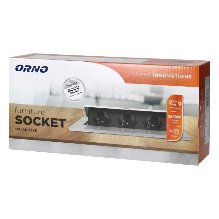 141038 - Recessed furniture socket 3x2P+E, black power supply: 230V AC / 56-60Hz; maximum load: 3600W; protection rating: IP20;