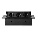 141038 - Recessed furniture socket 3x2P+E, black power supply: 230V AC / 56-60Hz; maximum load: 3600W; protection rating: IP20;