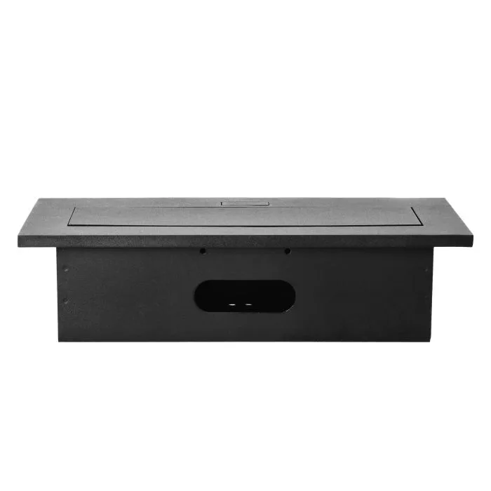 141038 - Recessed furniture socket 3x2P+E, black power supply: 230V AC / 56-60Hz; maximum load: 3600W; protection rating: IP20;