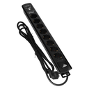 140996 - Power strip with surge protection, 8 sockets 2P+E (Schuko), 3x1.0mm2 cable, 3m long, with a two-way backlit switch, 10A / 230 VAC, surge protector type 3, 2xUSB 2.1A charger, white