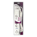 140993 - Power strip with surge protection, 4 sockets 2P+E (Schuko), 3x1.0mm2 cable, 3m long, with a two-way backlit switch, 16A / 230 VAC, surge protector type 3, 2xUSB 2.1A charger, white