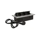 141039 - Recessed furniture socket 3x2P+E with 1.5m cable, silver power supply: 230V AC / 56-60Hz; maximum load: 3600W; protection rating: IP20; colour: silver