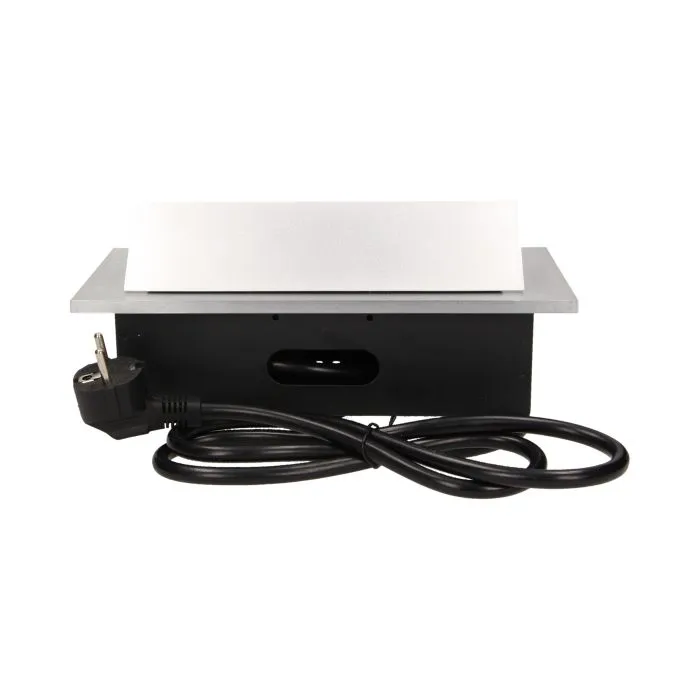 141039 - Recessed furniture socket 3x2P+E with 1.5m cable, silver power supply: 230V AC / 56-60Hz; maximum load: 3600W; protection rating: IP20; colour: silver