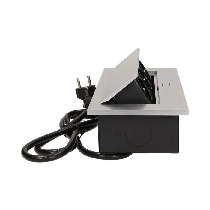 141039 - Recessed furniture socket 3x2P+E with 1.5m cable, silver power supply: 230V AC / 56-60Hz; maximum load: 3600W; protection rating: IP20; colour: silver