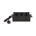 141040 - Recessed furniture socket 3x2P+E with 1.5m cable, black power supply: 230V AC / 56-60Hz; maximum load: 3600W; protection rating: IP20; colour: silver