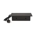 141040 - Recessed furniture socket 3x2P+E with 1.5m cable, black power supply: 230V AC / 56-60Hz; maximum load: 3600W; protection rating: IP20; colour: silver