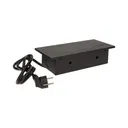 141040 - Recessed furniture socket 3x2P+E with 1.5m cable, black power supply: 230V AC / 56-60Hz; maximum load: 3600W; protection rating: IP20; colour: silver