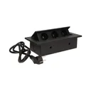 141040 - Recessed furniture socket 3x2P+E with 1.5m cable, black power supply: 230V AC / 56-60Hz; maximum load: 3600W; protection rating: IP20; colour: silver