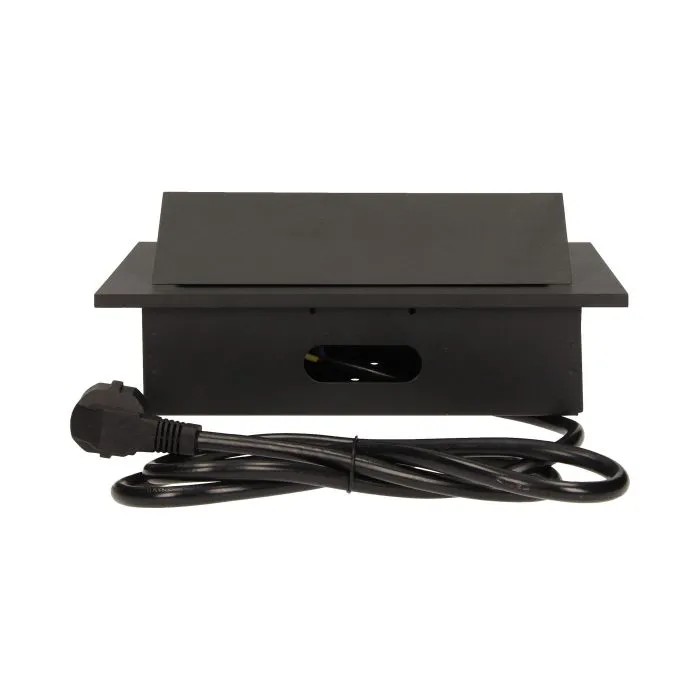 141040 - Recessed furniture socket 3x2P+E with 1.5m cable, black power supply: 230V AC / 56-60Hz; maximum load: 3600W; protection rating: IP20; colour: silver
