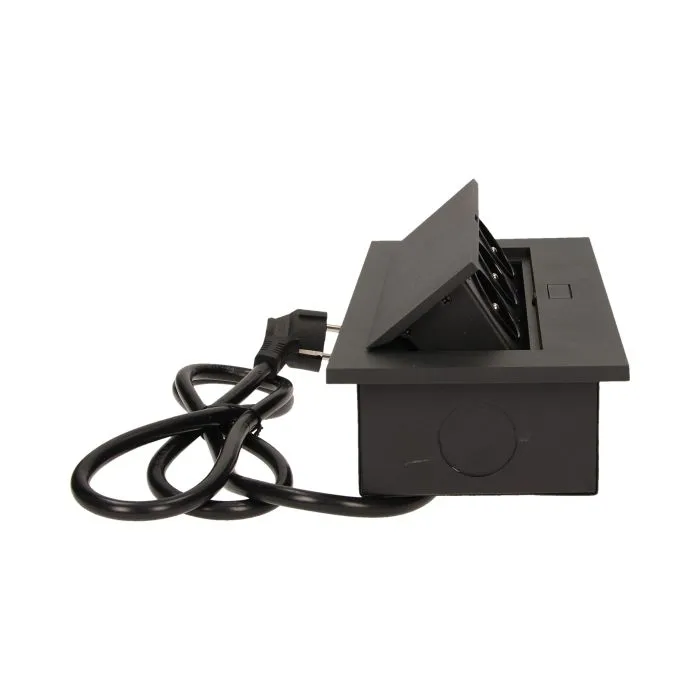 141040 - Recessed furniture socket 3x2P+E with 1.5m cable, black power supply: 230V AC / 56-60Hz; maximum load: 3600W; protection rating: IP20; colour: silver