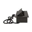 141040 - Recessed furniture socket 3x2P+E with 1.5m cable, black power supply: 230V AC / 56-60Hz; maximum load: 3600W; protection rating: IP20; colour: silver
