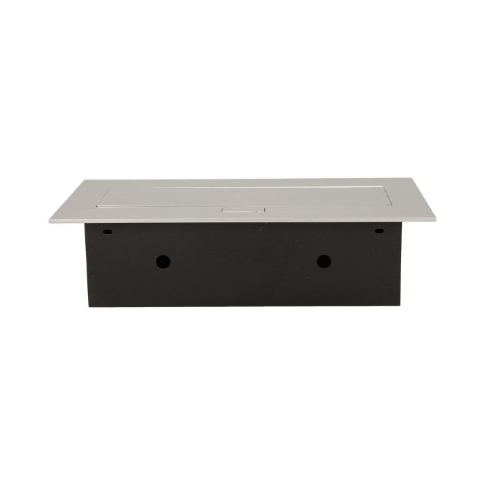 141041 - Recessed furniture socket 3x2P+E, silver power supply: 230V AC, 3x16A, ; maximum load: 3600W; protection rating: IP20;