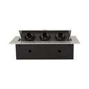 141041 - Recessed furniture socket 3x2P+E, silver power supply: 230V AC, 3x16A, ; maximum load: 3600W; protection rating: IP20;