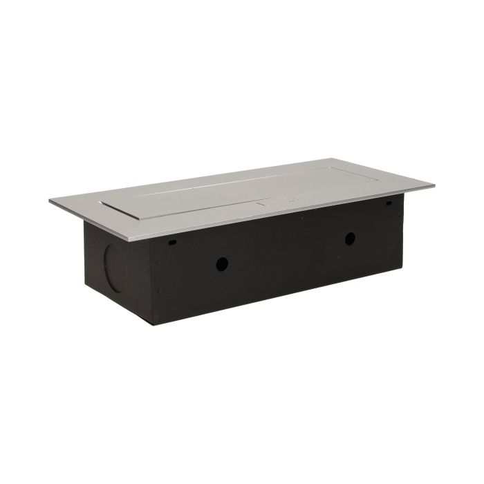 141041 - Recessed furniture socket 3x2P+E, silver power supply: 230V AC, 3x16A, ; maximum load: 3600W; protection rating: IP20;