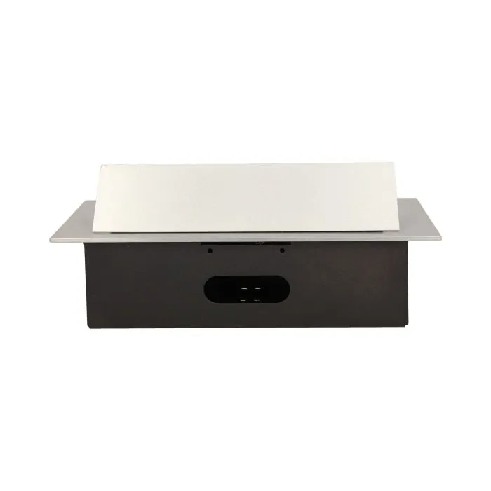 141041 - Recessed furniture socket 3x2P+E, silver power supply: 230V AC, 3x16A, ; maximum load: 3600W; protection rating: IP20;