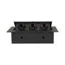 141042 - Recessed furniture socket 3x2P+E, black power supply: 230V AC, 3x16A, ; maximum load: 3600W; protection rating: IP20;