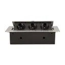 141045 - Recessed furniture socket 3x2P+E, silver power supply: 230V AC / 56-60Hz; maximum load: 3600W; protection rating: IP20;