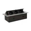 141045 - Recessed furniture socket 3x2P+E, silver power supply: 230V AC / 56-60Hz; maximum load: 3600W; protection rating: IP20;