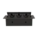 141046 - Recessed furniture socket 3x2P+E, black power supply: 230V AC / 56-60Hz; maximum load: 3600W; protection rating: IP20;