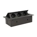 141046 - Recessed furniture socket 3x2P+E, black power supply: 230V AC / 56-60Hz; maximum load: 3600W; protection rating: IP20;
