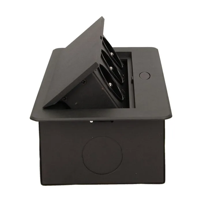 141046 - Recessed furniture socket 3x2P+E, black power supply: 230V AC / 56-60Hz; maximum load: 3600W; protection rating: IP20;