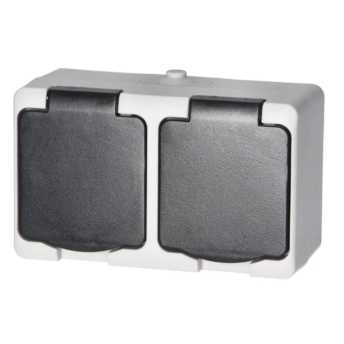 140944 - AQUATIC MINI IP54 Double socket 2x2P+E, white/black