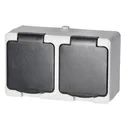 140944 - AQUATIC MINI IP54 Double socket 2x2P+E, white/black