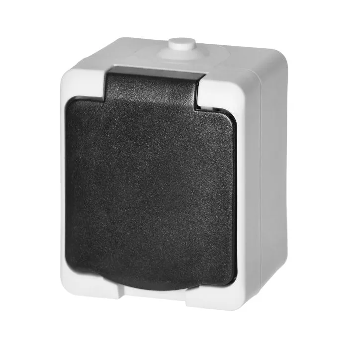 140948 - AQUATIC MINI IP54 Single socket 2P+E (Schuko), white/black
