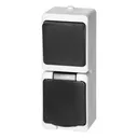 140952 - AQUATIC MINI IP54 Switch + Socket 2P+E (Schuko), white/black