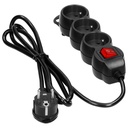 140683-Extension sockets 3x 2P+E with a switch, 1.5m H05VV-F 1x1.5mm2, Imax=16A, black