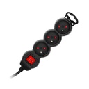 140683-Extension sockets 3x 2P+E with a switch, 1.5m H05VV-F 1x1.5mm2, Imax=16A, black