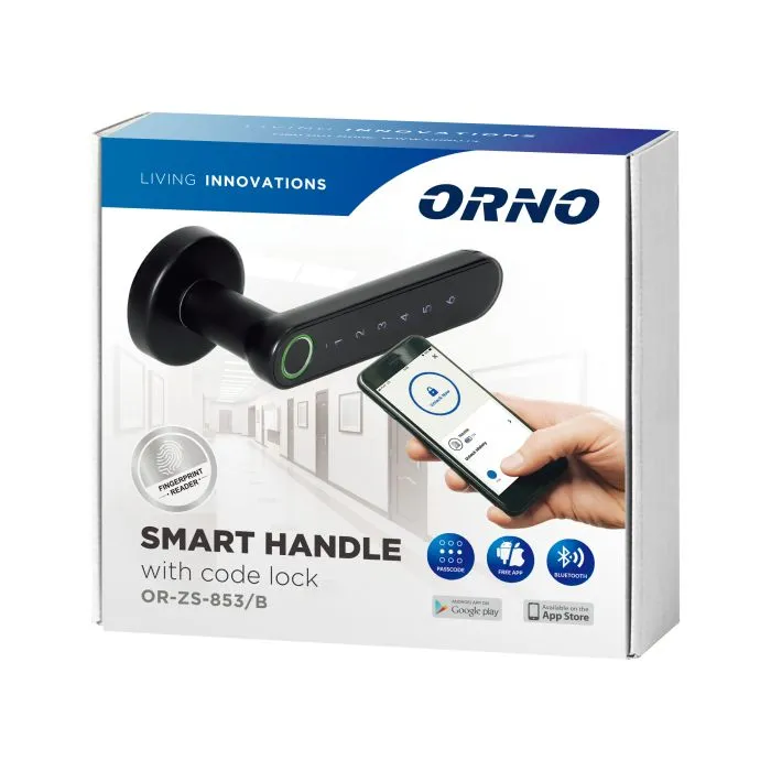 140014-Smart handle, black with touch keypad and fingerprints reader, Bleutooth 4.0-ORN