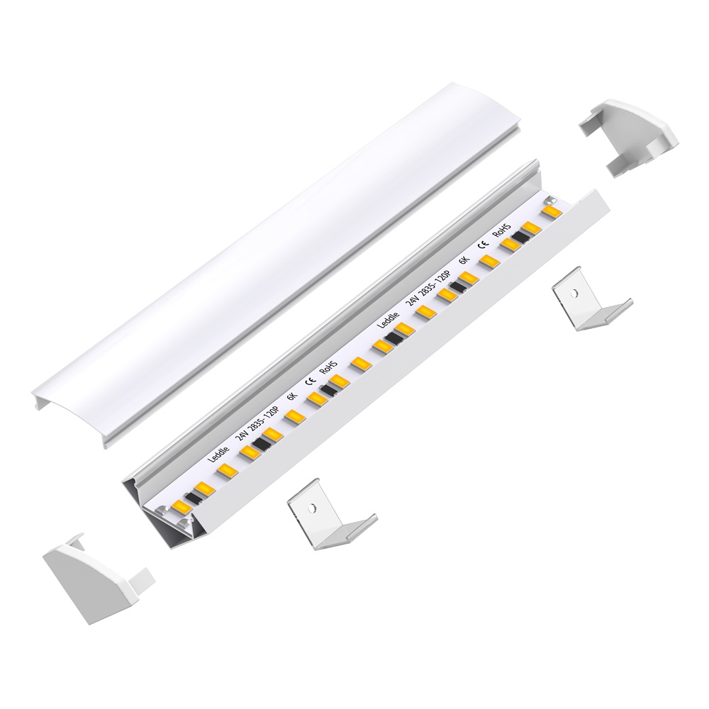 109032 - 1 meter Corner Aluminium Profile for LED Strip Multi Purpose Use White - LDL
