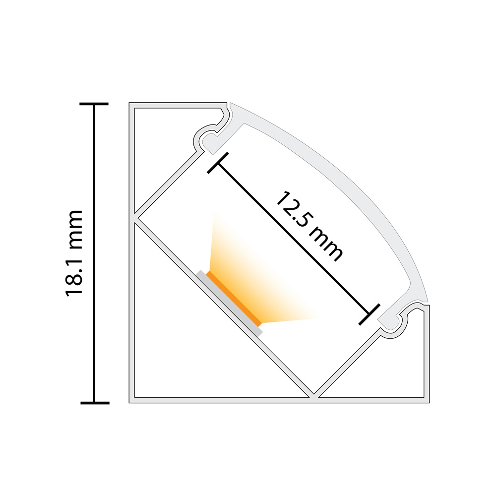 109032 - 1 meter Corner Aluminium Profile for LED Strip Multi Purpose Use White - LDL